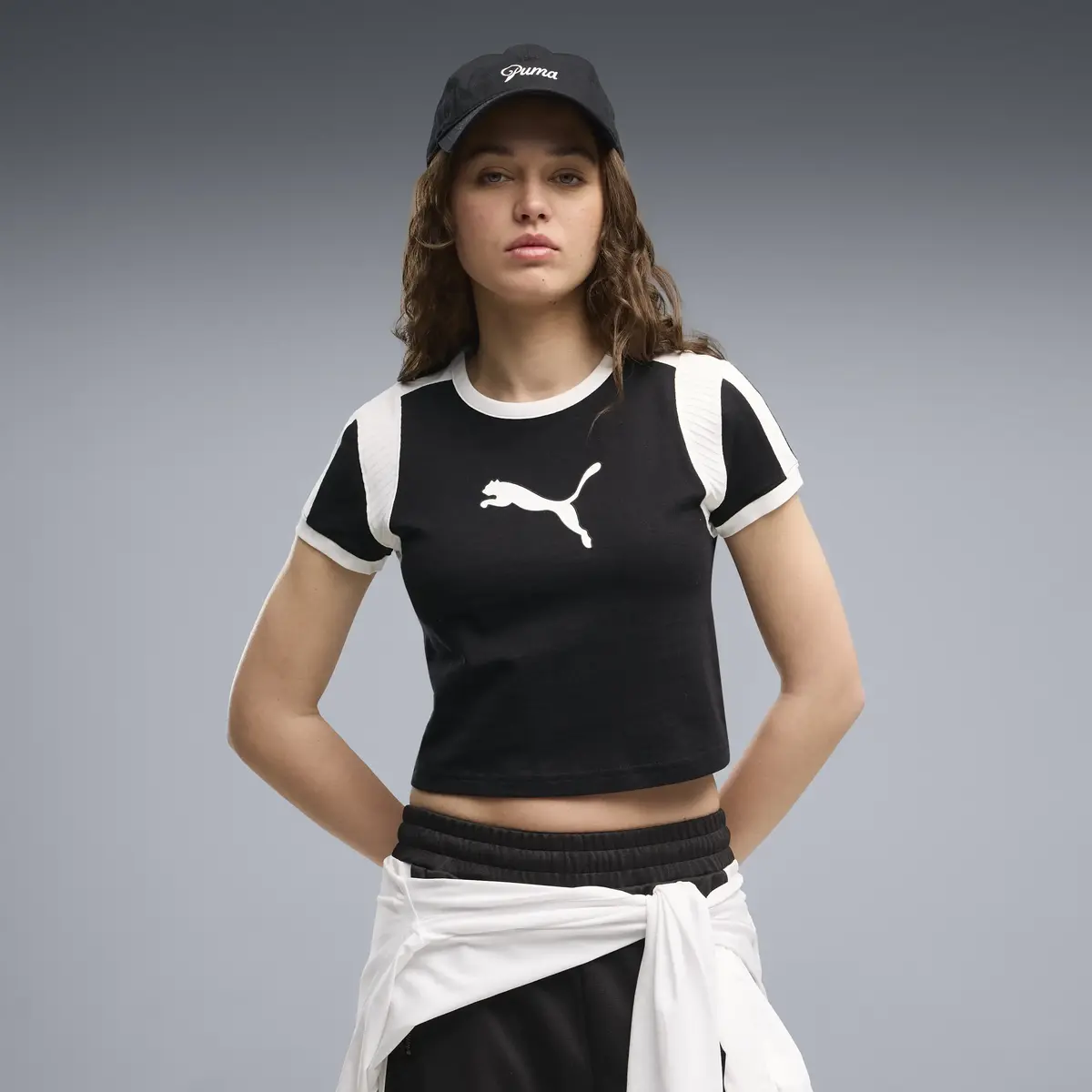 Puma Graphic Ringer Baby Tee Siyah Kadın T-Shirt