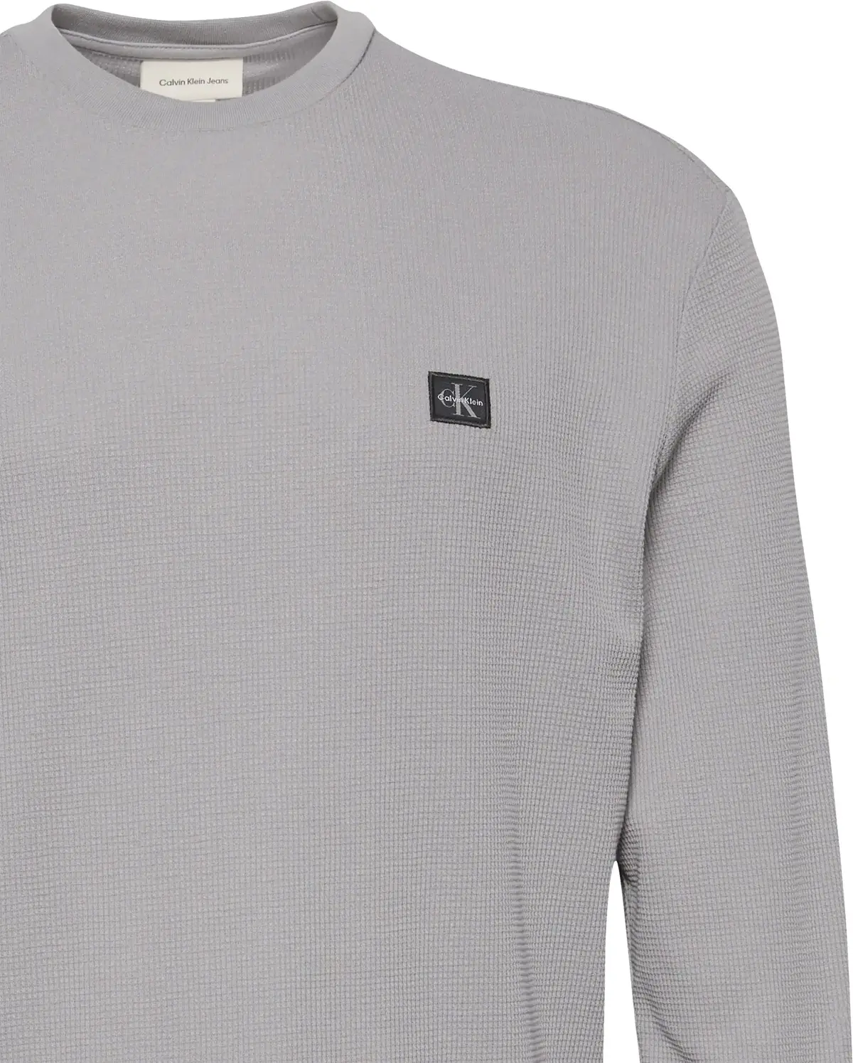 Calvin Klein LS WAFFLE BADGE CREW, RO2 Gri Erkek Sweatshirt