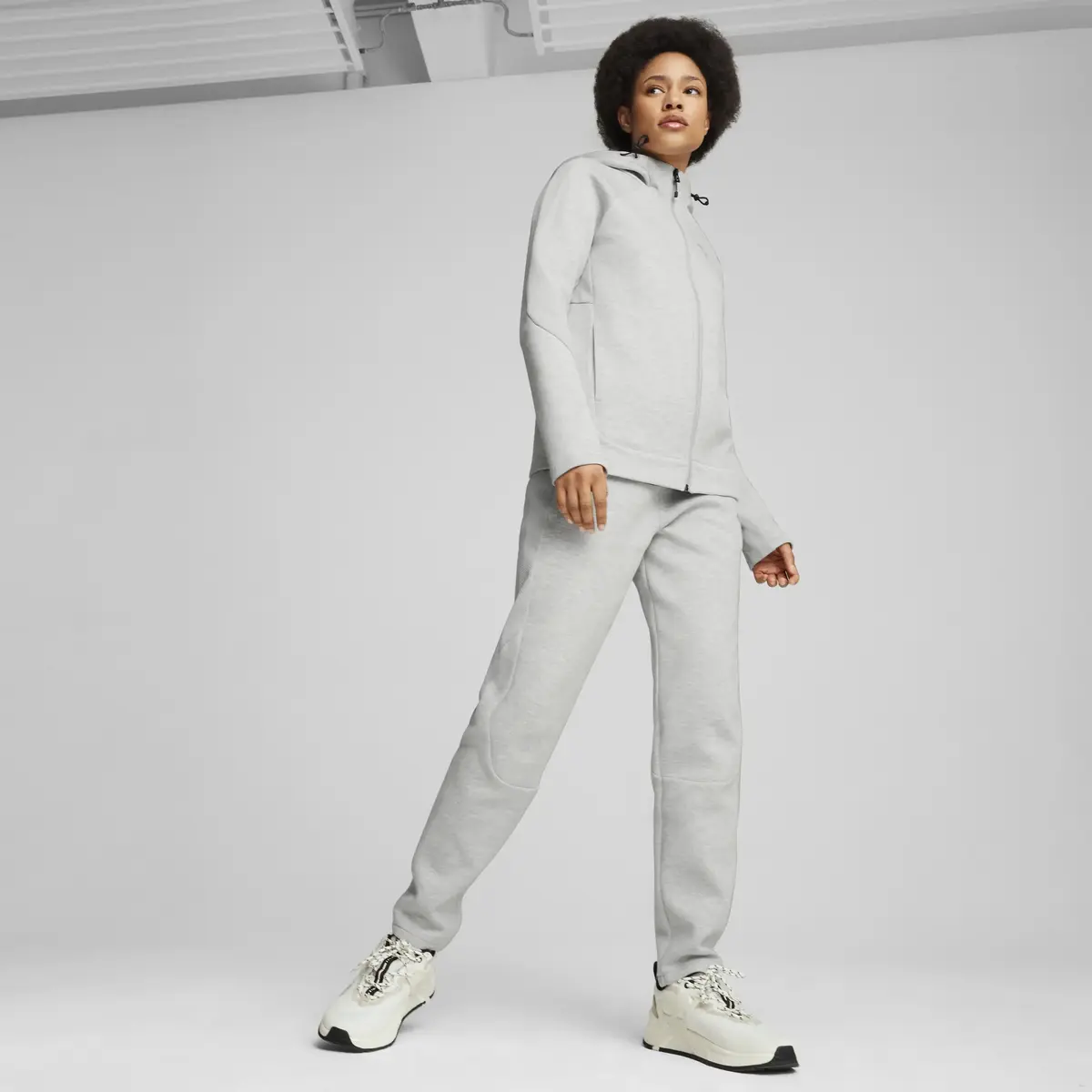 Puma EVOSTRIPE Full-Zip Hoodie Gri Kadın Sweatshirt