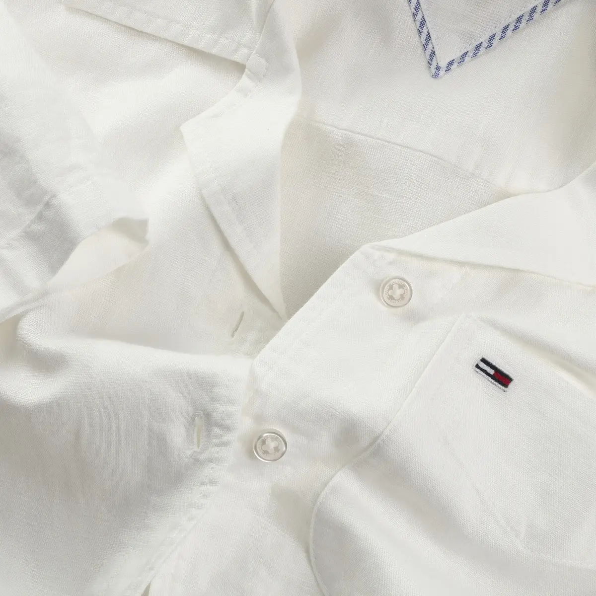 Tommy Hilfiger TJW CRP LINEN SS SHI, YBL Beyaz Kadın Gömlek