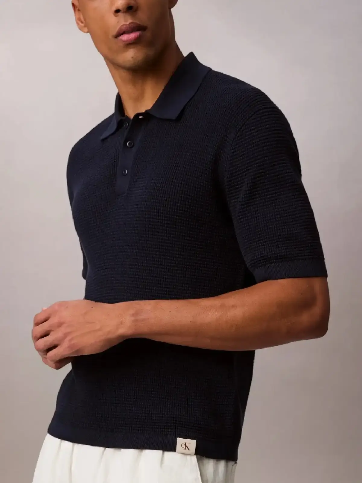 Calvin Klein SS SMTH CTTN WFFL PL Antrasit Erkek Kazak