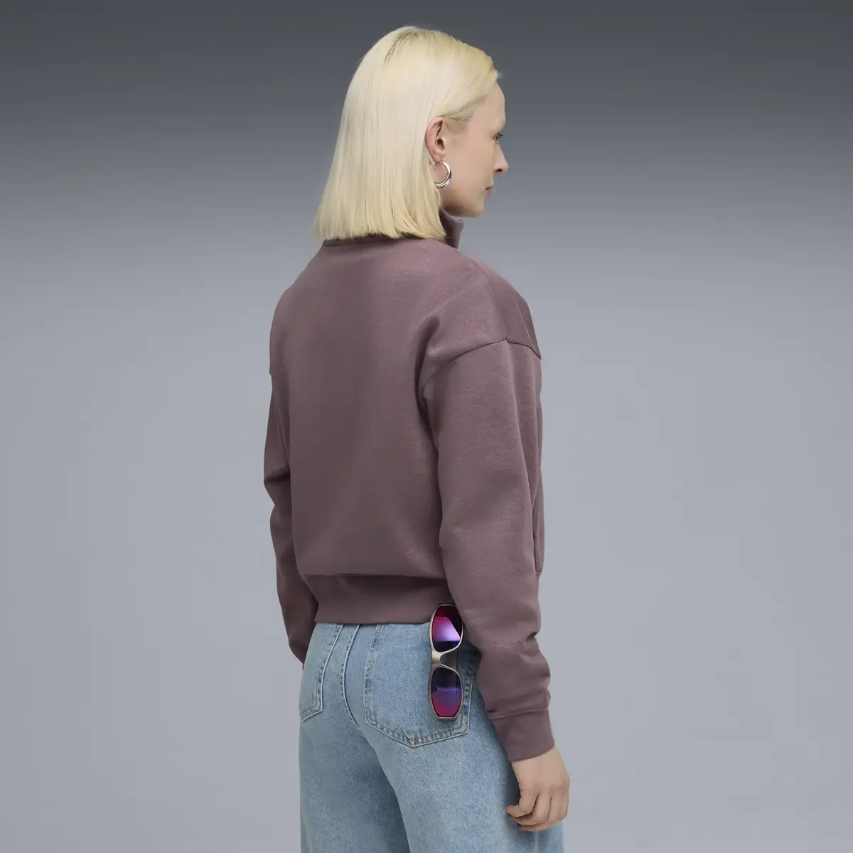 PUMA CLASS Half-Zip Crew Kadın Mor Sweatshirt