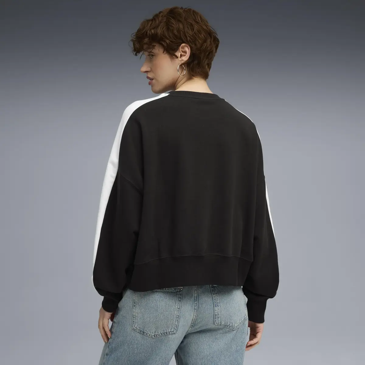 Puma T7 Over-Oversized Crew Siyah Kadın Sweatshirt