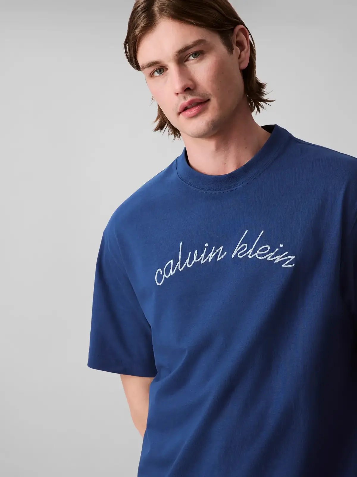 Calvin Klein SS CENTER CHAIN STIT, C3I Lacivert Erkek T-Shirt