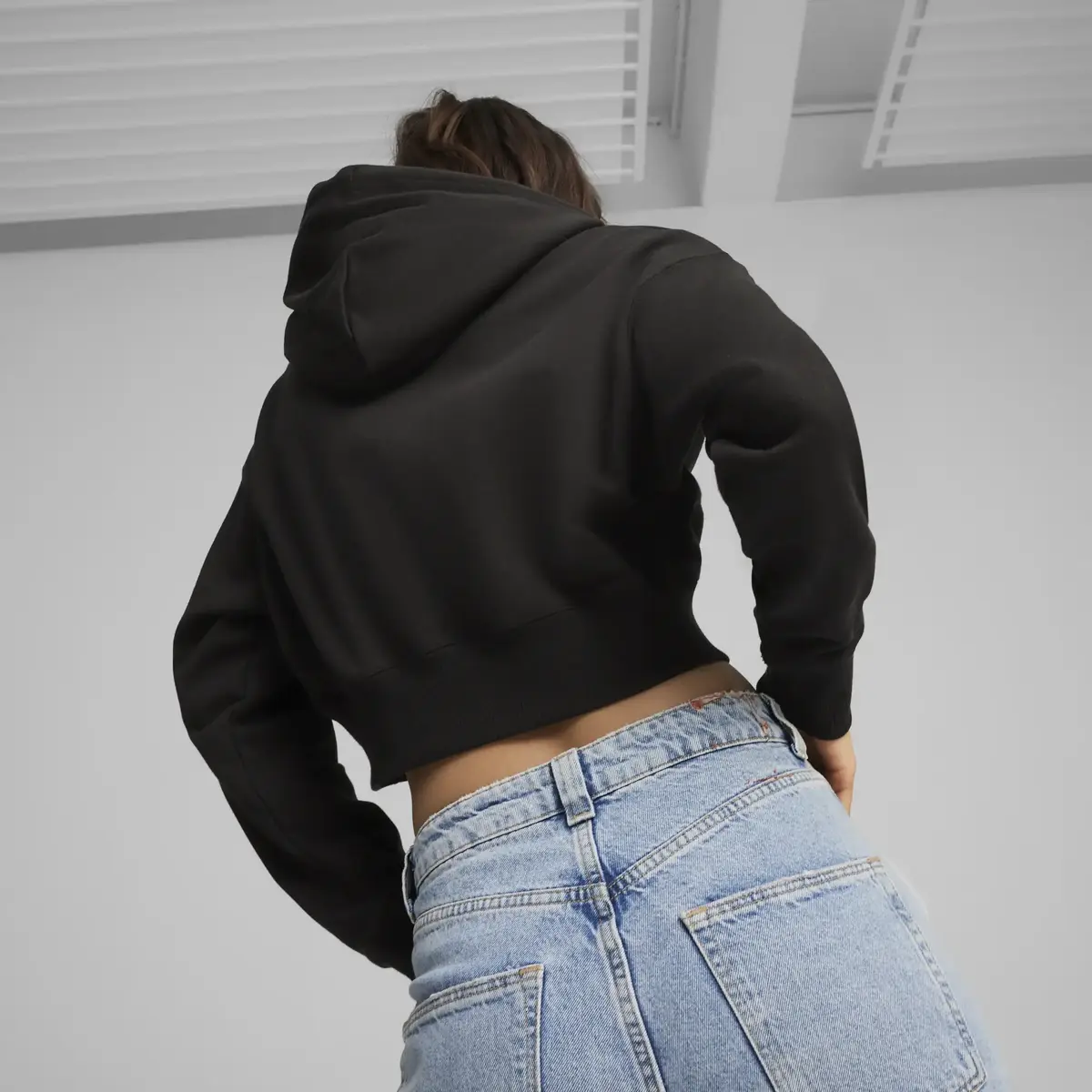 Puma PUMA TEAM Cropped Hoodie Siyah Kadın Hoodie