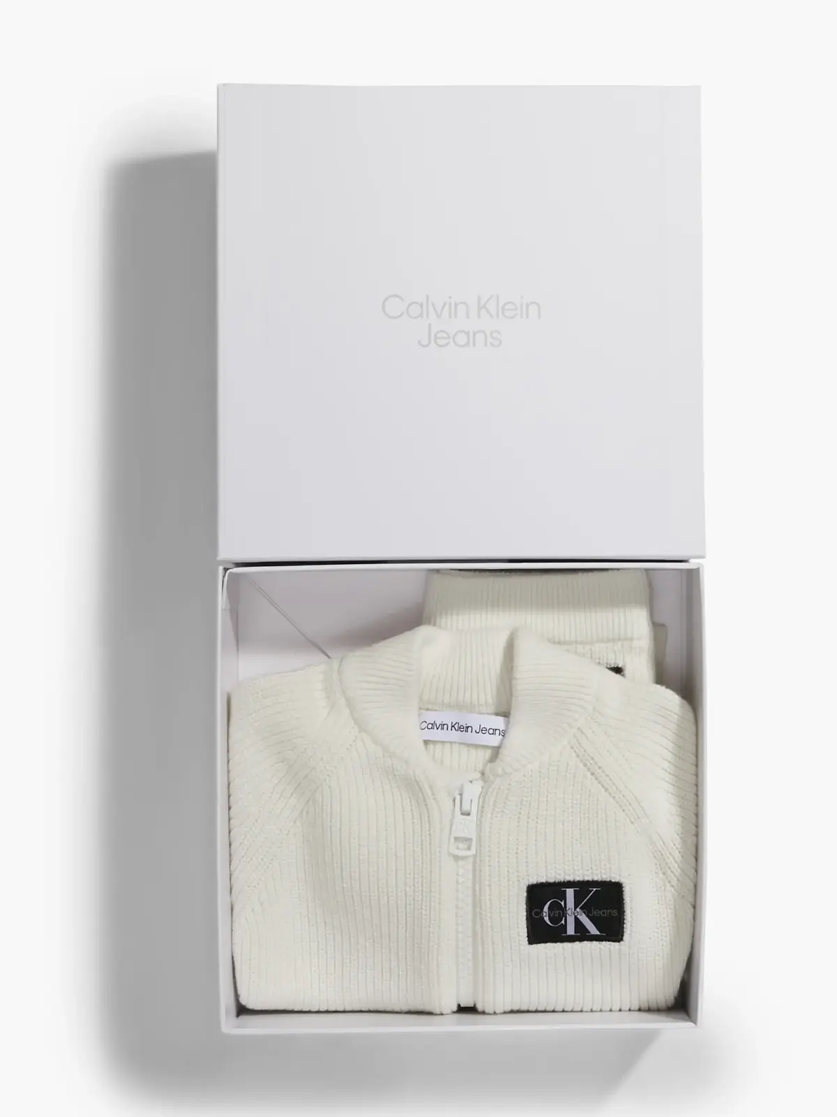 Calvin Klein KNIT CARDIGAN JOGGER Bebek Krem Eşofman Takımı