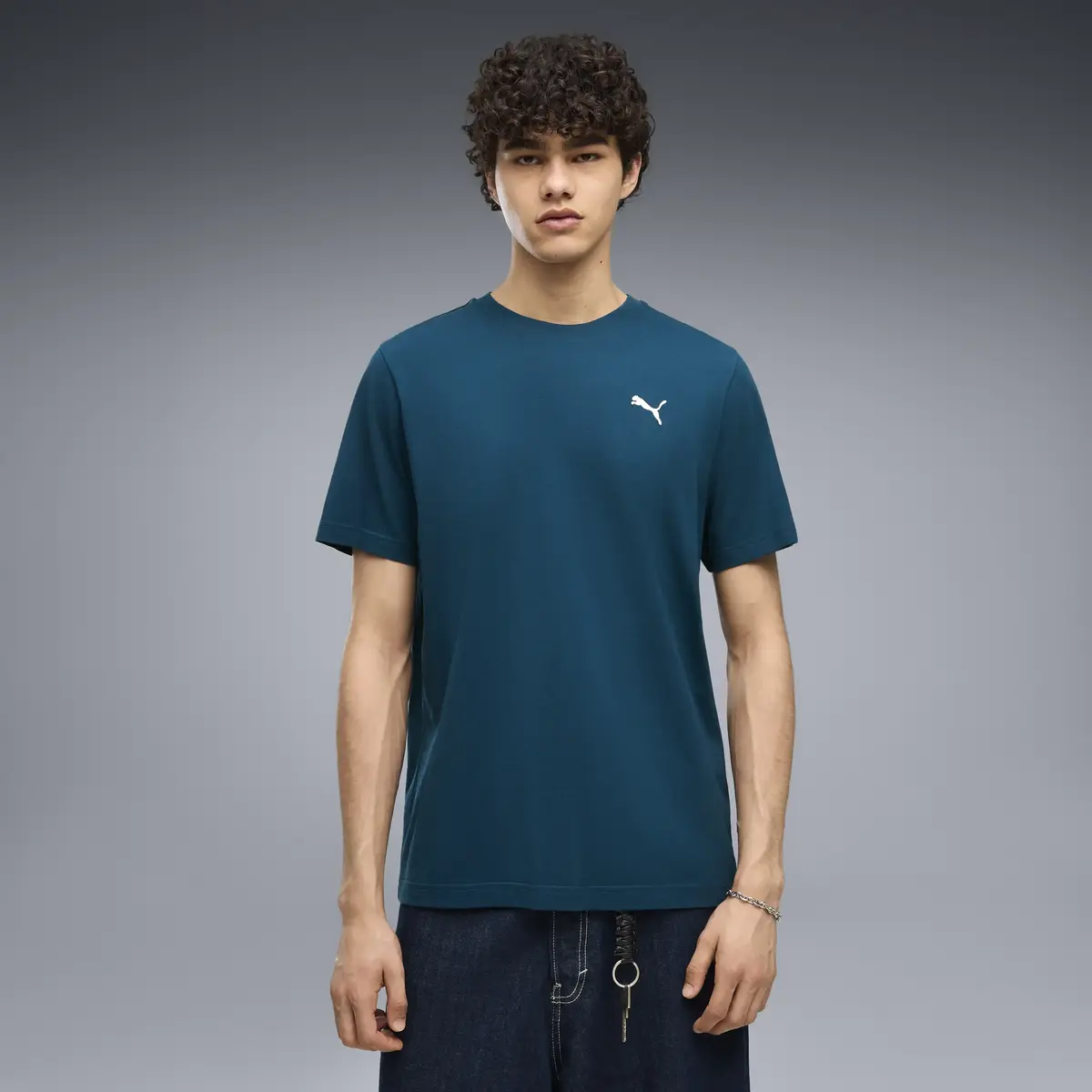 Puma WARDROBE ESS Tee Mavi Erkek T-Shirt