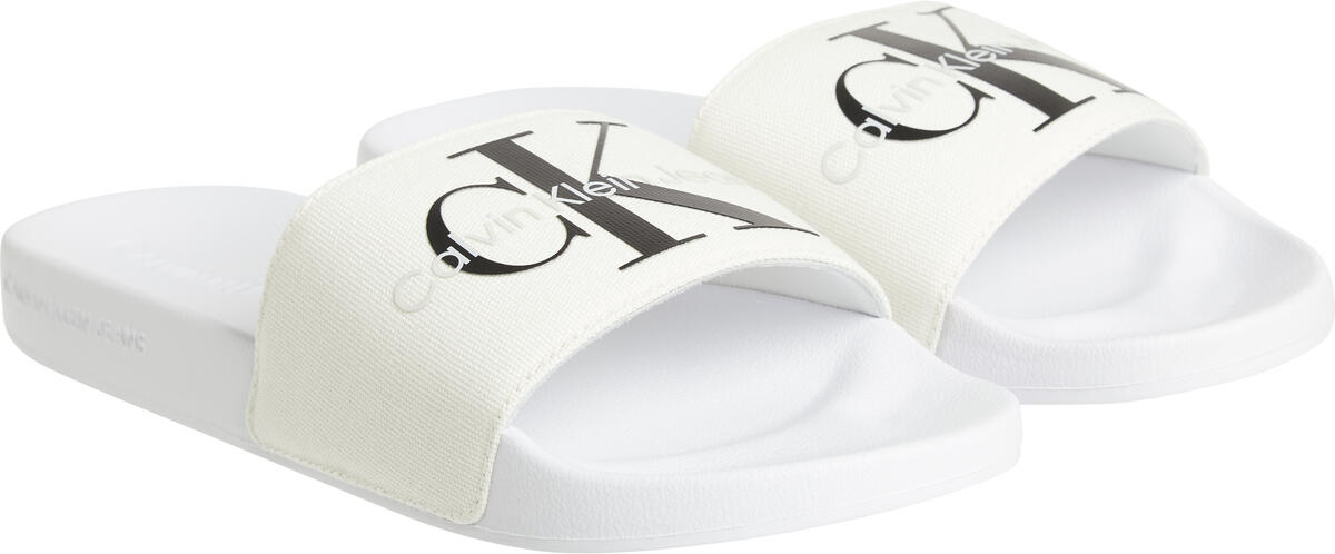 Calvin Klein SLIDE MONOGRAM CO Erkek Beyaz Terlik