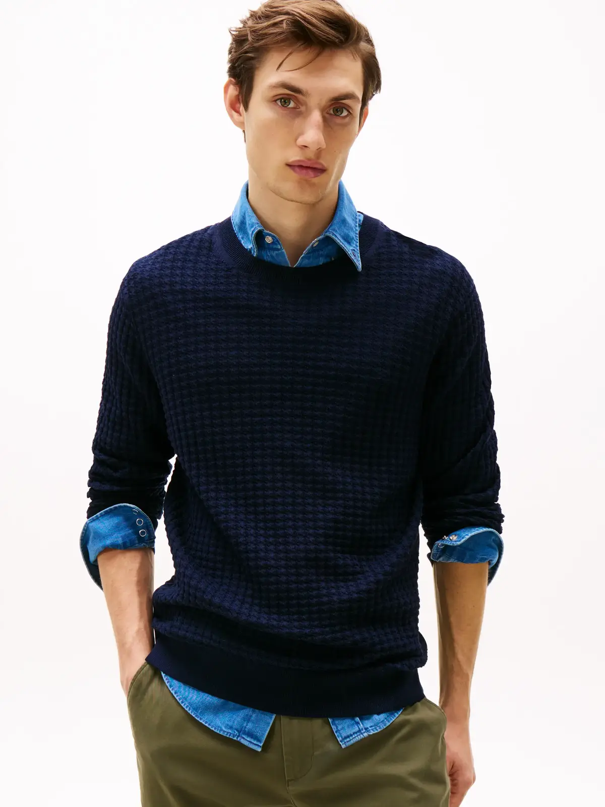 Tommy Hilfiger DC SEERSUCKER TEXTUR Erkek Siyah Kazak