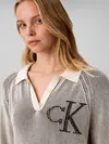 Calvin Klein BICOLOR RIB LOGO POL, UB1 Siyah Kadın Polo