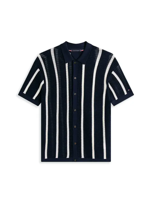 Tommy Hilfiger VERTICAL STRIPE OPEN, 0FA Lacivert Erkek Kazak