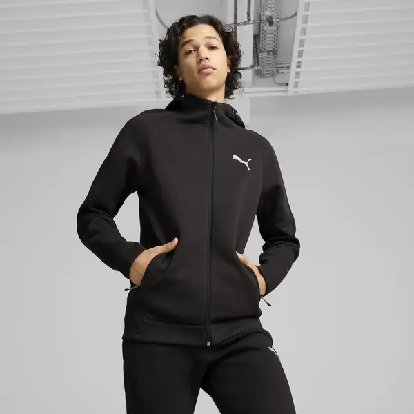 Puma EVOSTRIPE Full-Zip Hoodie Siyah Erkek Fermuarlı Ceket