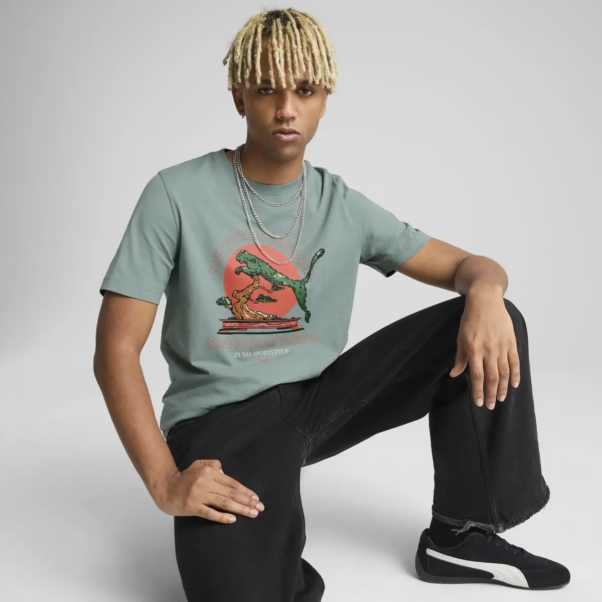 Puma GRAPHICS PUMA Bonsai Tee Mavi Erkek T-Shirt