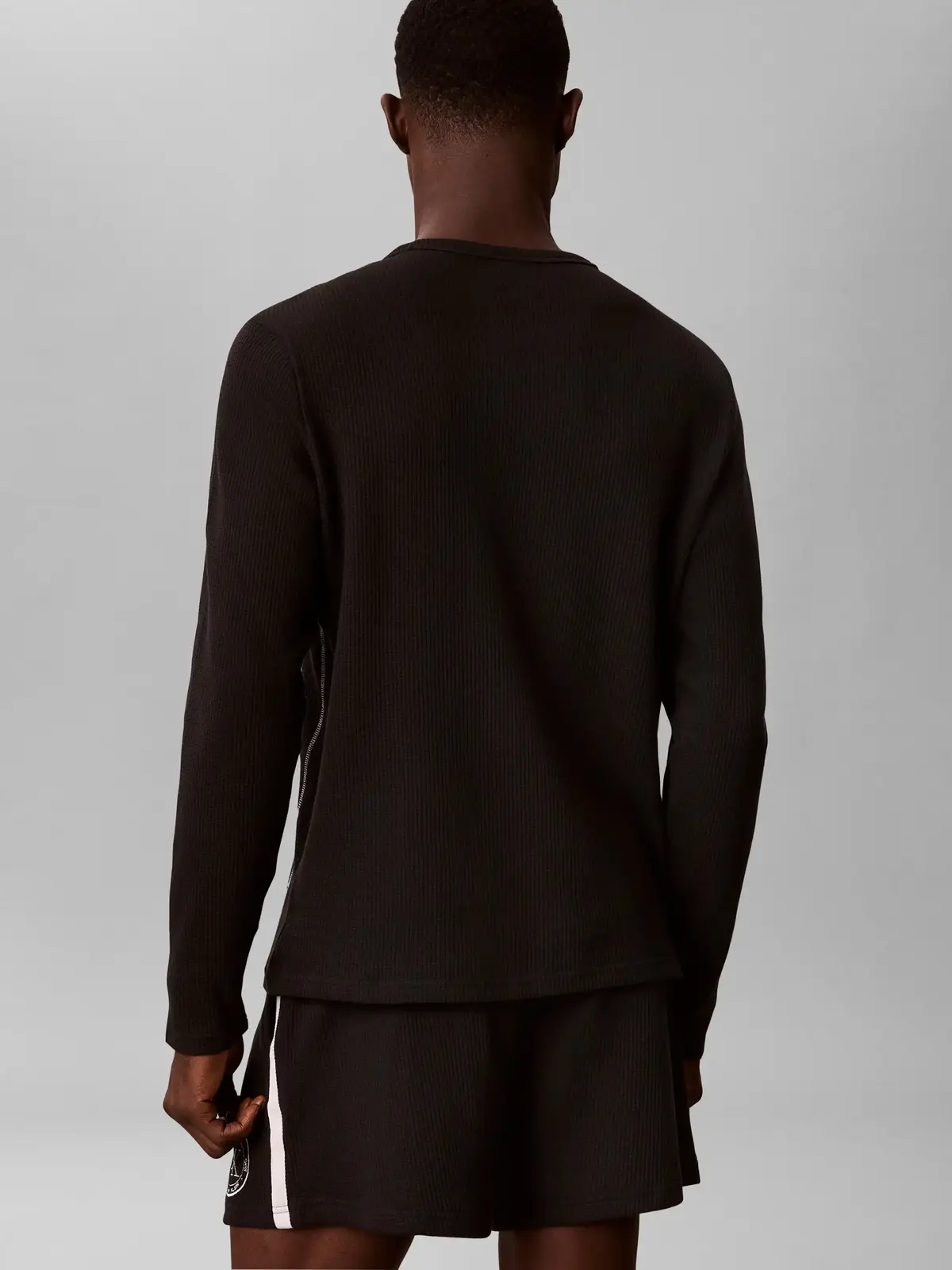 Calvin Klein WAFFLE L/S CREW NECK, UB1 Siyah Erkek Sweatshirt