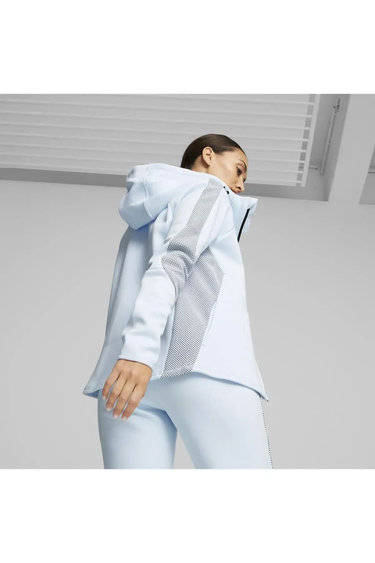 Puma EVOSTRIPE Full-Zip Hoodie Buz Mavisi Kadın Fermuarlı Hoodie