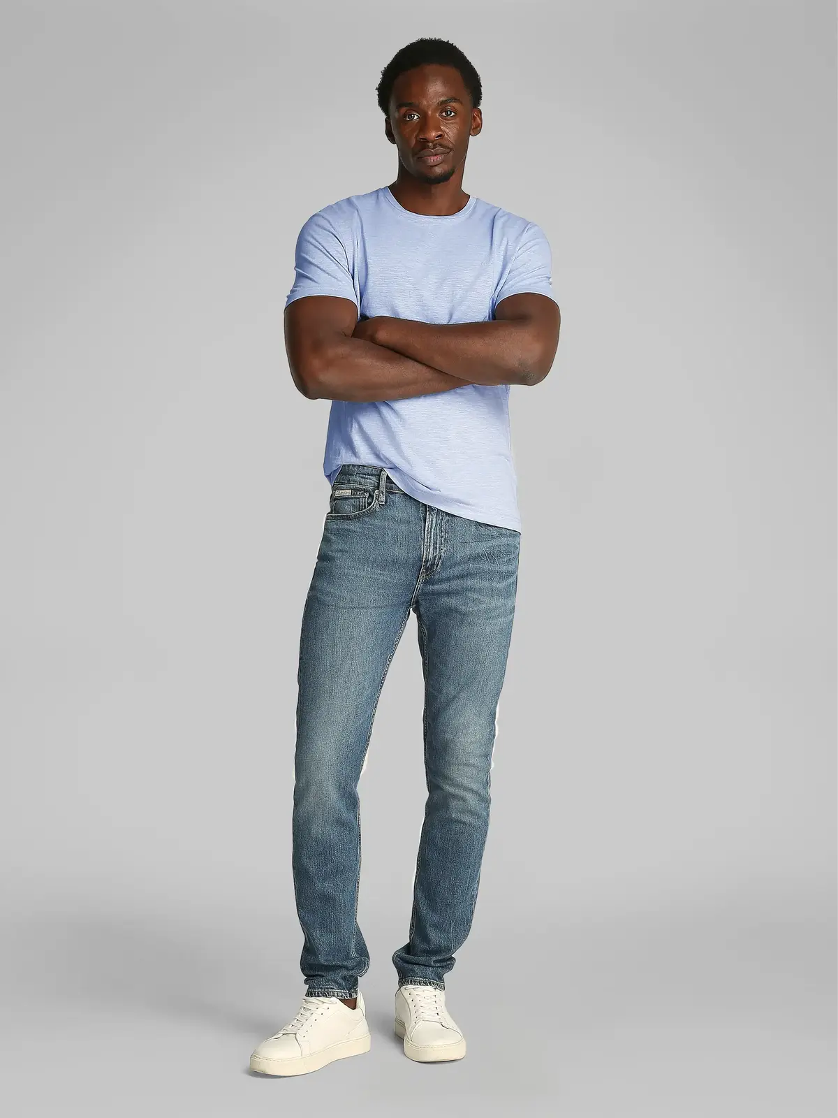 Calvin Klein LINEN COTTON T-SHIRT Mavi Erkek Tişört