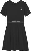Calvin Klein PUNTO TAPE SS DRESS Kadın Siyah Elbise
