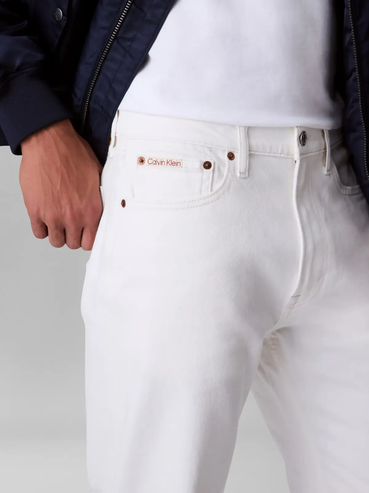 Calvin Klein STNDRD STRGHT CHALK, ASN Beyaz Erkek Kot Pantolon