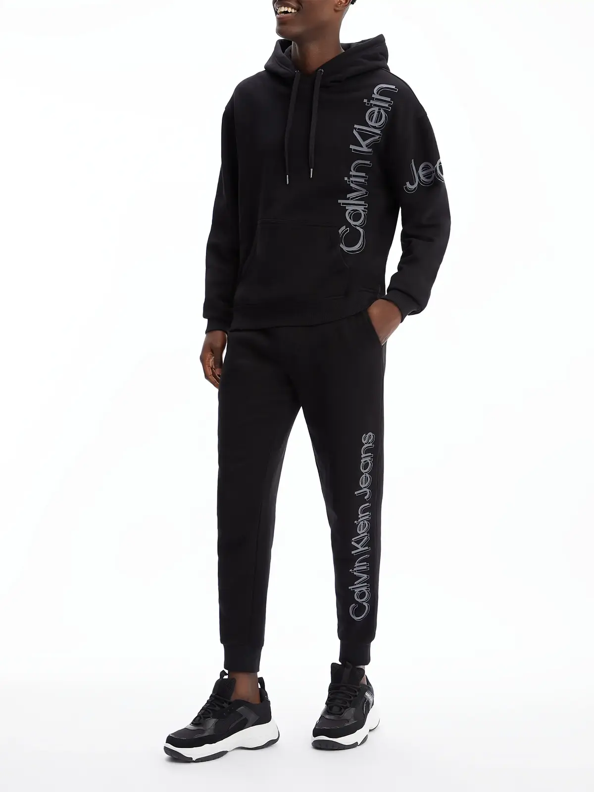 Calvin Klein VERTICAL BOLD INSTIT Erkek Siyah Eşofman Altı