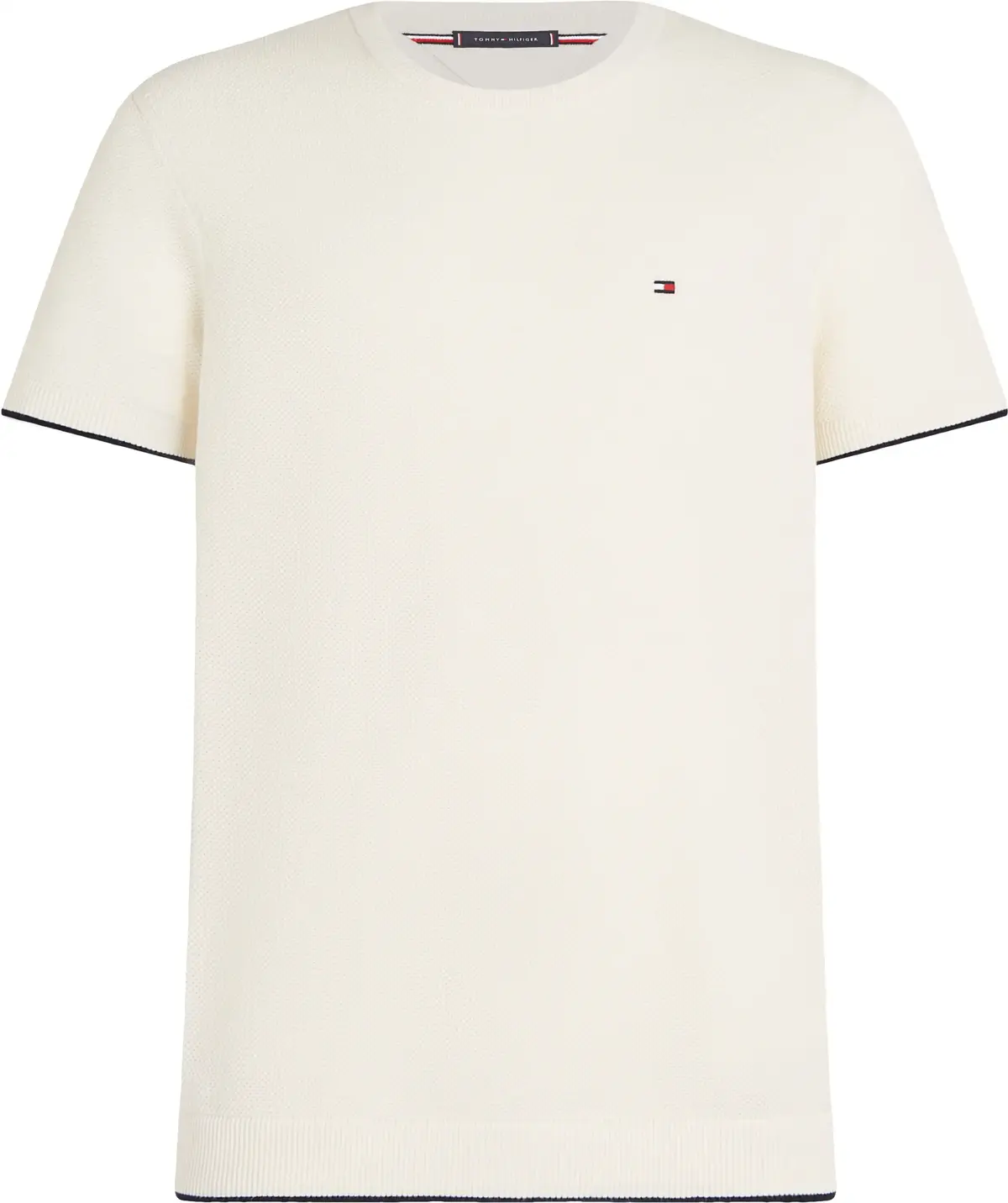 Tommy Hilfiger TIPPED STRUCTURE KNI, Z00 Krem Erkek T-Shirt & Polo