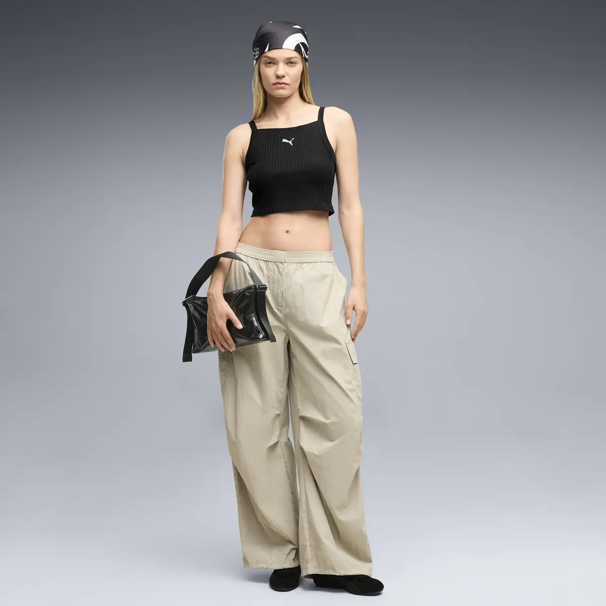 Puma ESS Ribbed Crop Top Siyah Kadın Askılı T-Shirt