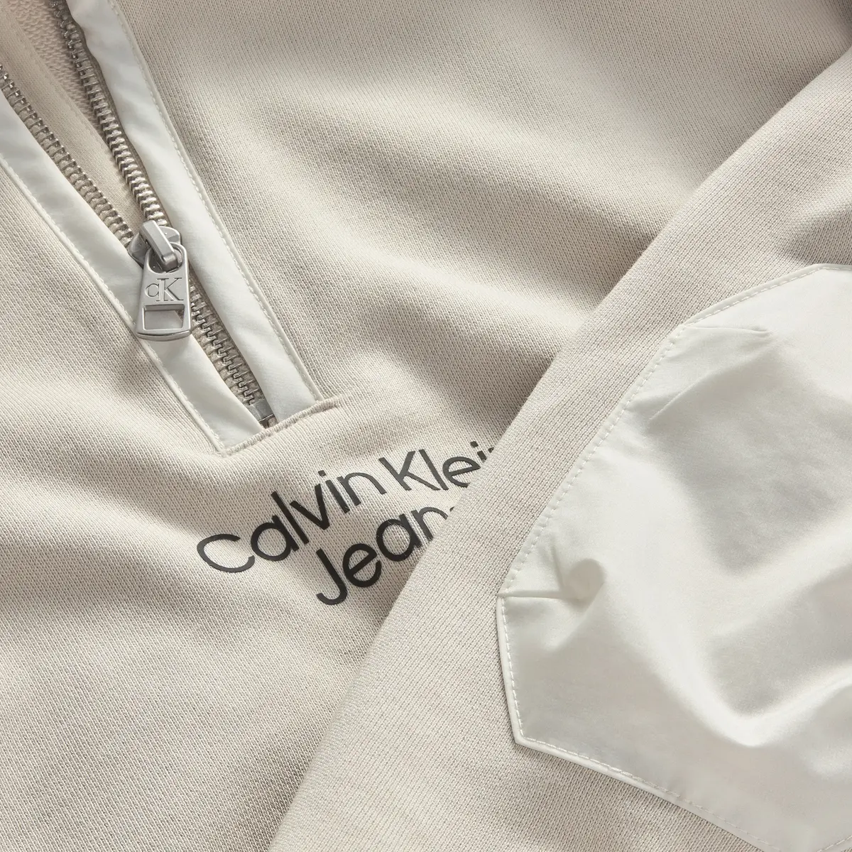 Calvin Klein SOLAR MIX MEDIA ZIP- Erkek Krem Sweatshirt