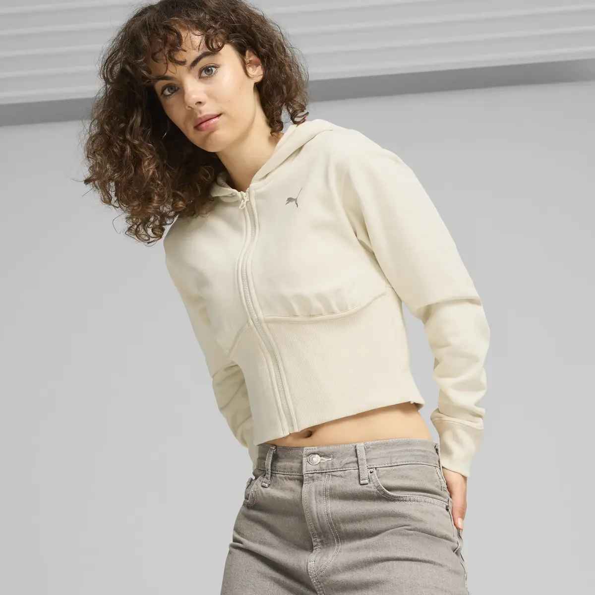 Puma DARE TO Cropped Hoodie Bej Kadın Hoodie
