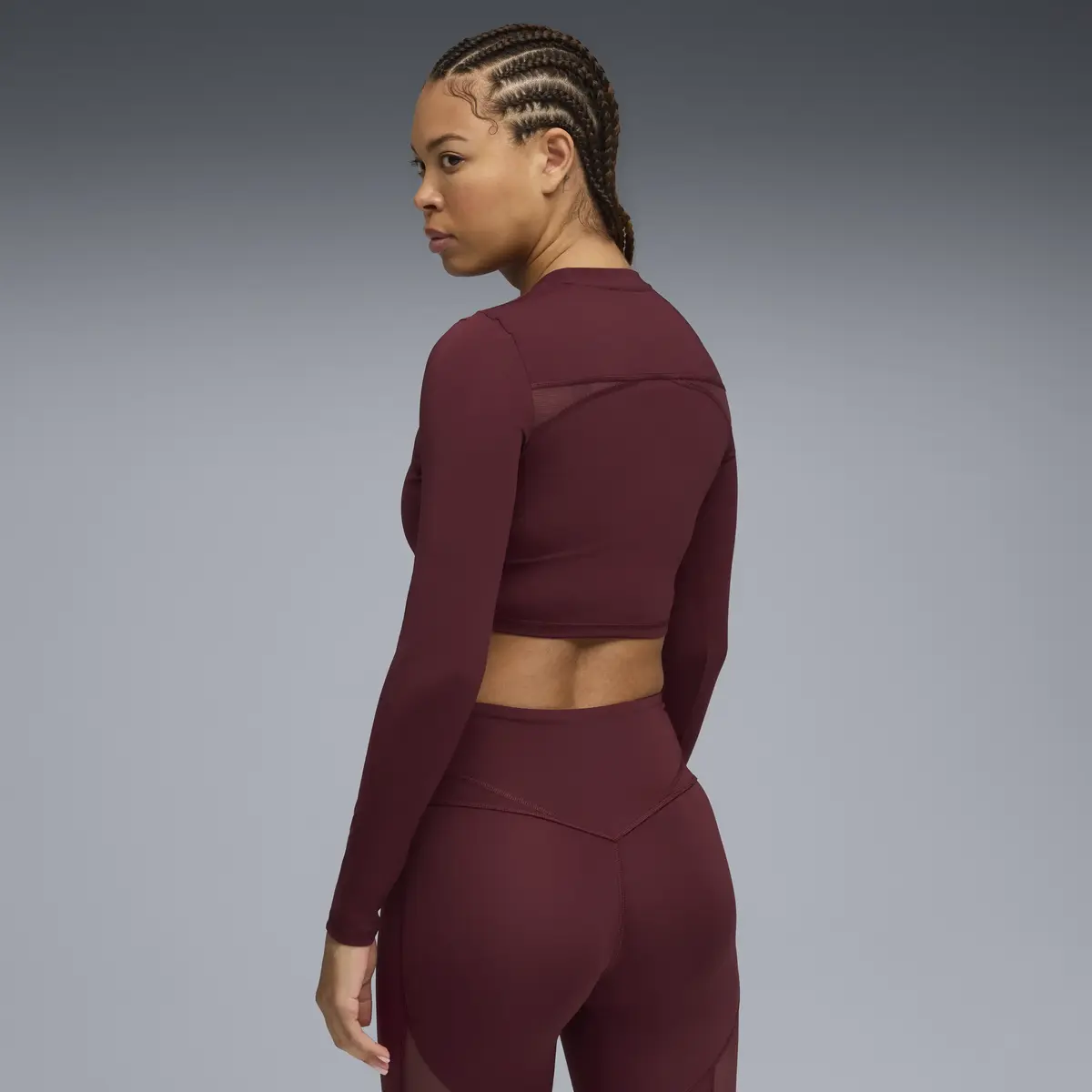 Puma W PUMA SHAPE CROPPED LS Bordo Kadın Antrenman T-Shirt