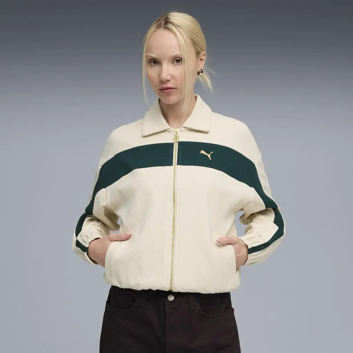 Puma T7 Relaxed Track Jacket Krem Kadın Ceket