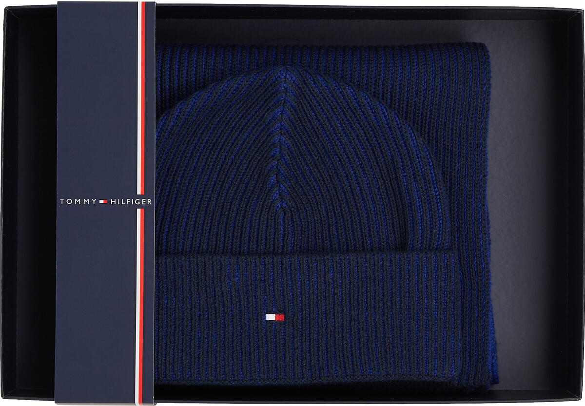 Tommy Hilfiger GP FLAG BEANIE & SCA Erkek Lacivert Bere