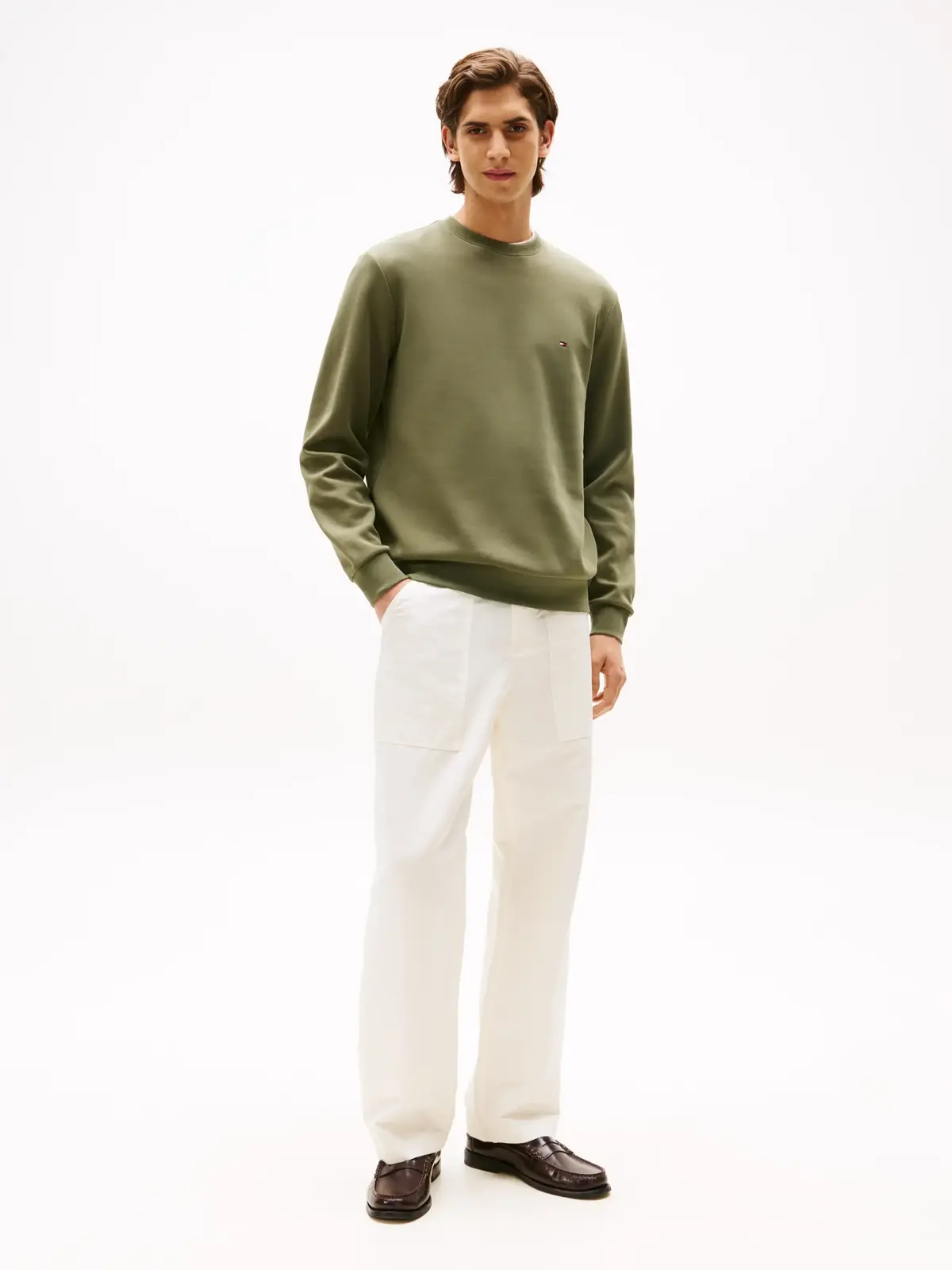 Tommy Hilfiger ESSENTIAL INTECHNO C, PLI Yeşil Erkek Sweatshirt