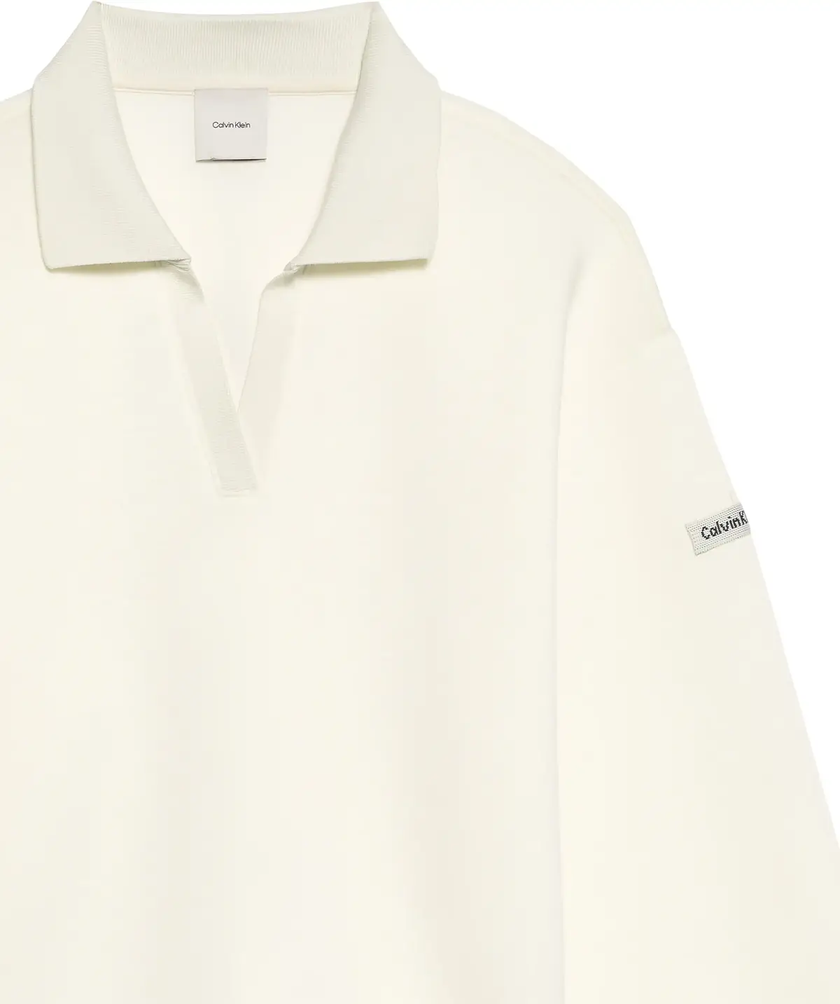 Calvin Klein LS SCUBA OVERSIZED POLO TOP Kadın Krem Polo Sweatshirt