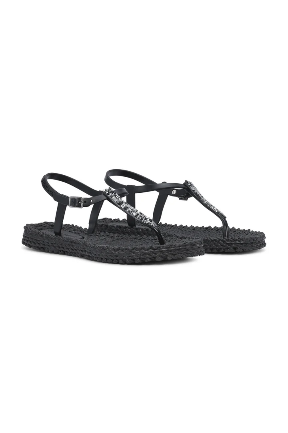 ILSE JACOBSEN Black Cheerful10G - Siyah Taşlı Parmak Arası Terlik