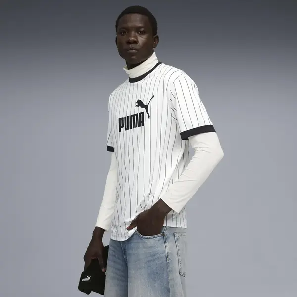 Puma ESS Striped Jersey Beyaz Erkek Forma