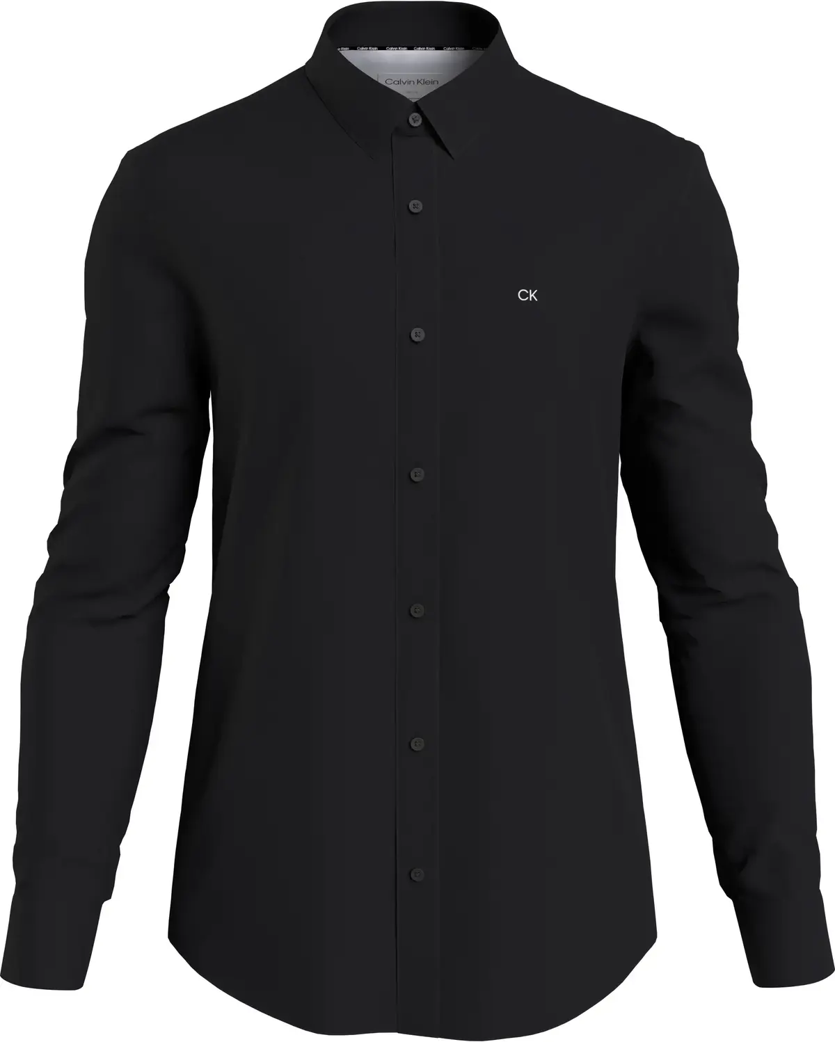 Calvin Klein SLIM FIT STRETCH POP Erkek Siyah Gömlek