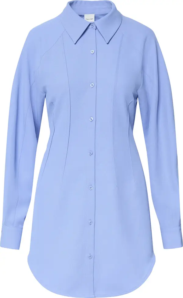 Calvin Klein Casual Twill LS Mini Shirtdress Ksdın Mavi Gömlek Elbise