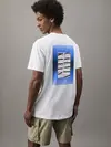 Calvin Klein OMBRE TEXT BOX TEE, YAF Beyaz Erkek T-Shirt & Polo