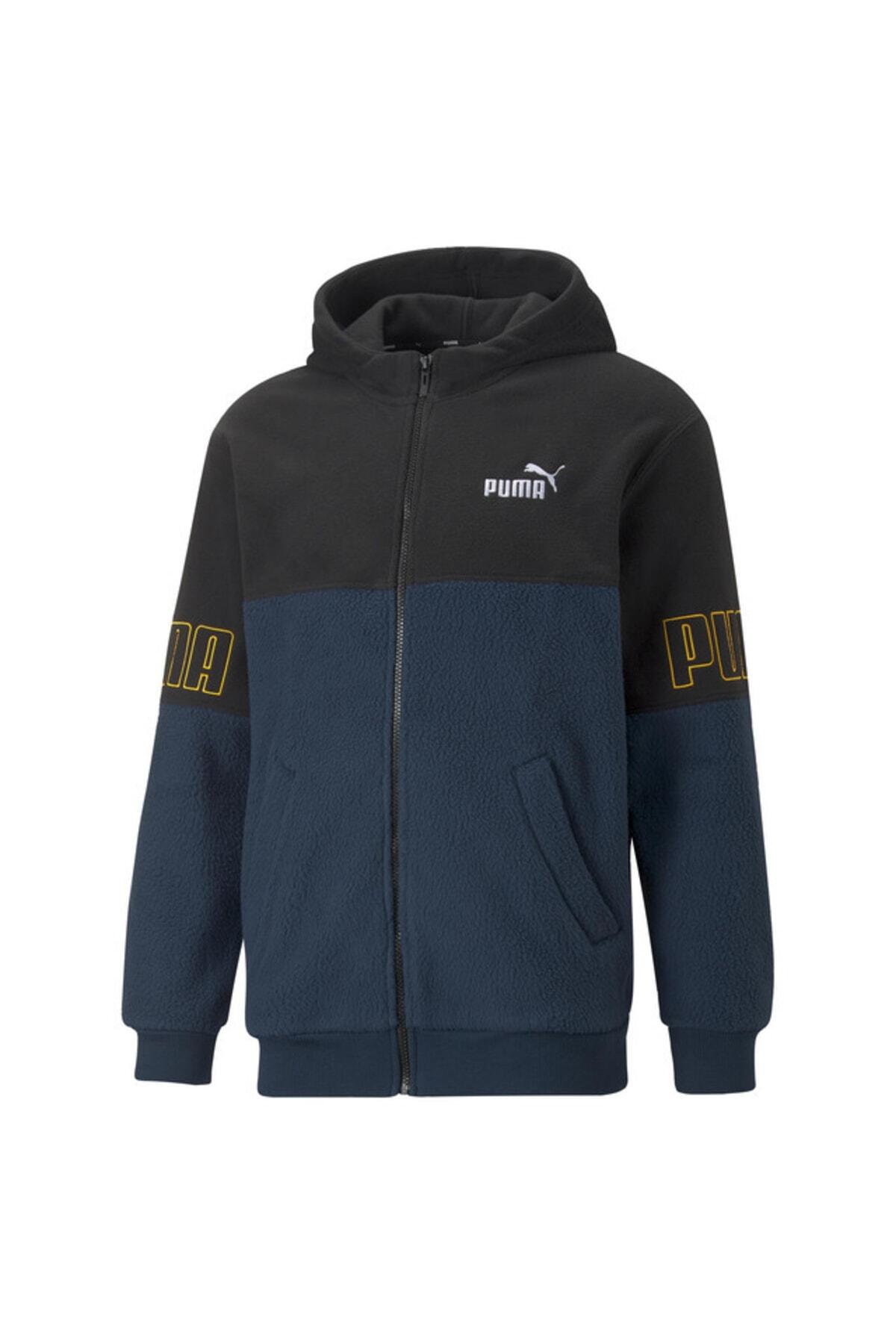 Puma Power Winterized Full-Zip Hoodie Mavi Erkek Fermuarlı Polar Sweatshirt
