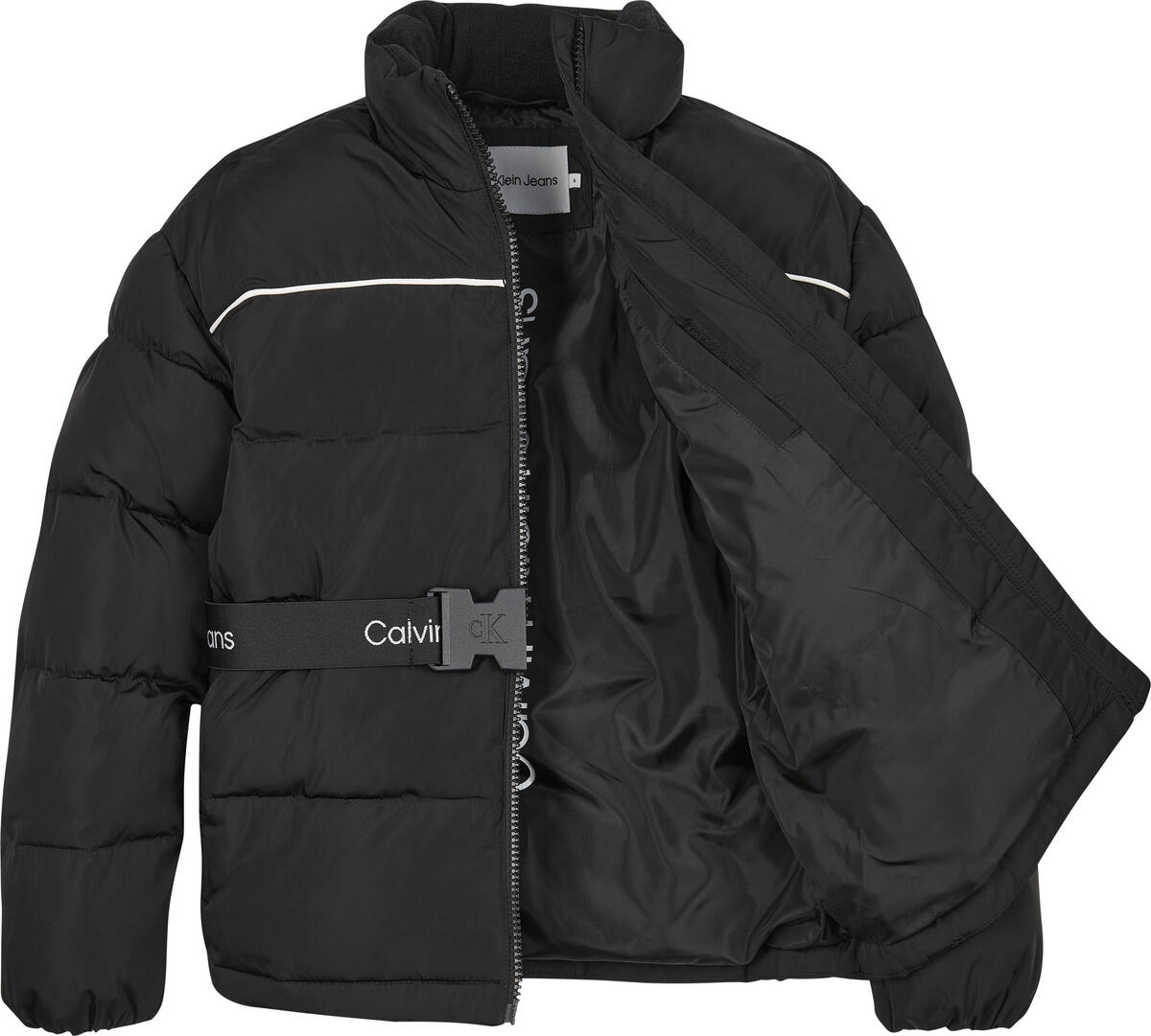 Calvin Klein LOGO TAPE BELT JACKE Kadın Siyah Şişme Mont