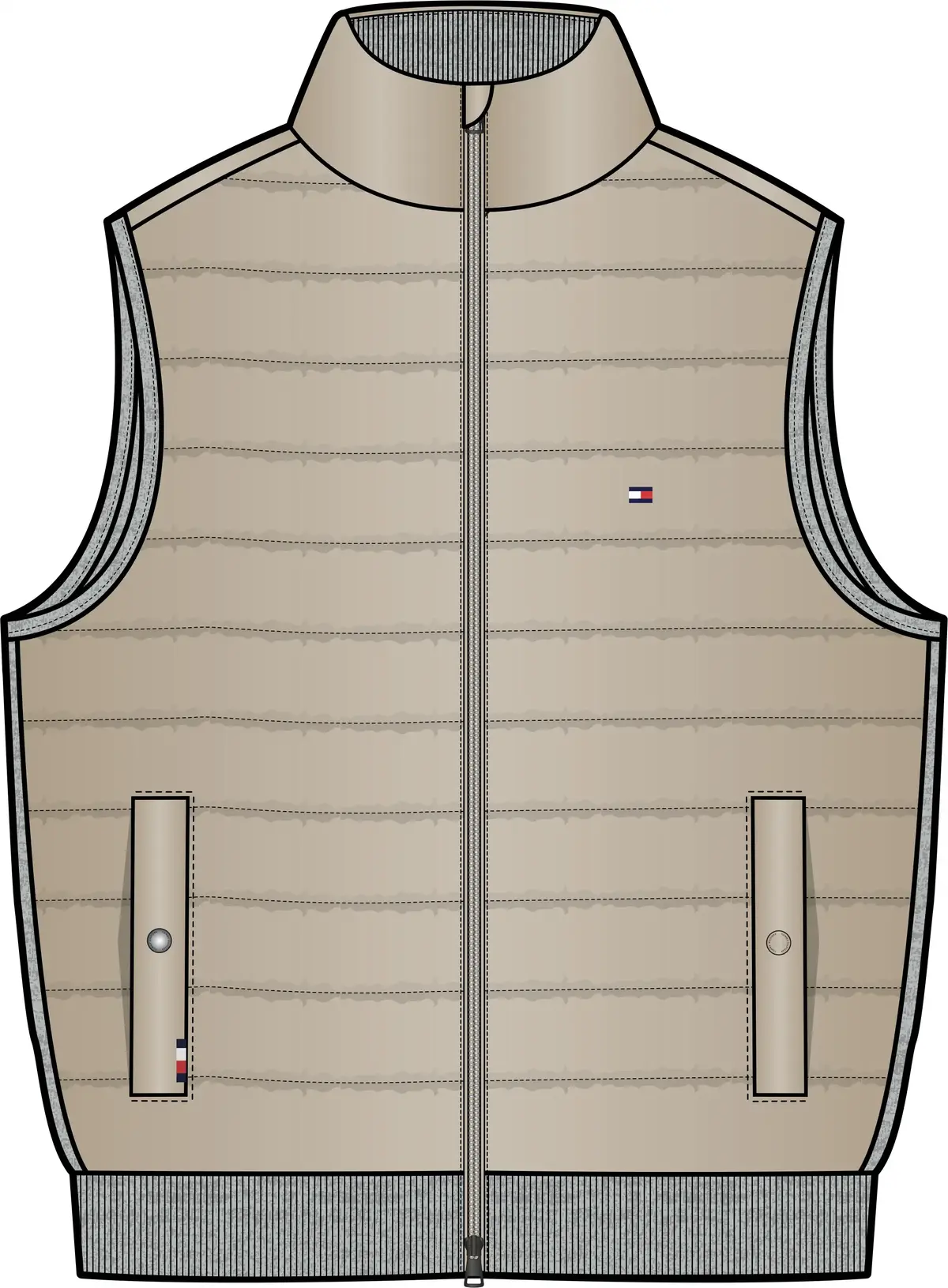 Tommy Hilfiger MIX MEDIA VEST, RBT Bej Erkek Sweatshirt