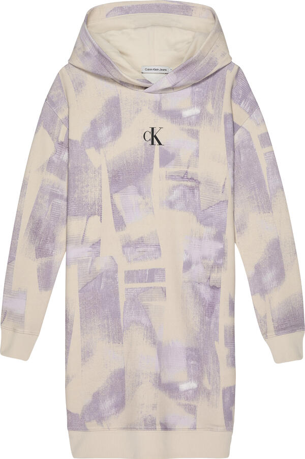 Calvin Klein BRUSH STROKE AOP HOO Kadın Bej Elbise
