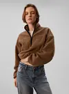 Calvin Klein SHERPA 1/4 ZIP CONTR, RMF Kahverengi Kadın Sweatshirt