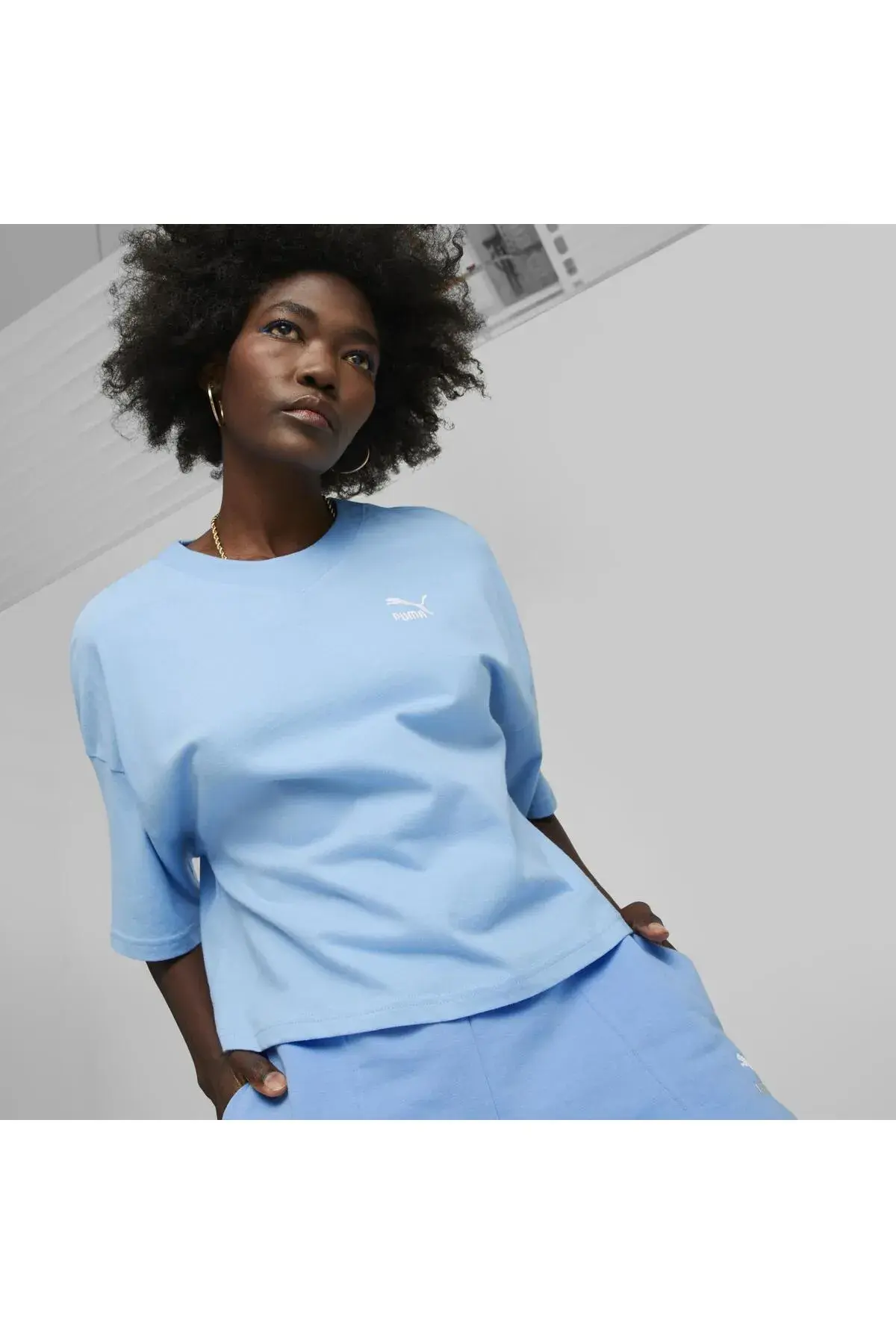 Puma Classıcs Oversized Tee Mavi Kadın Tişört