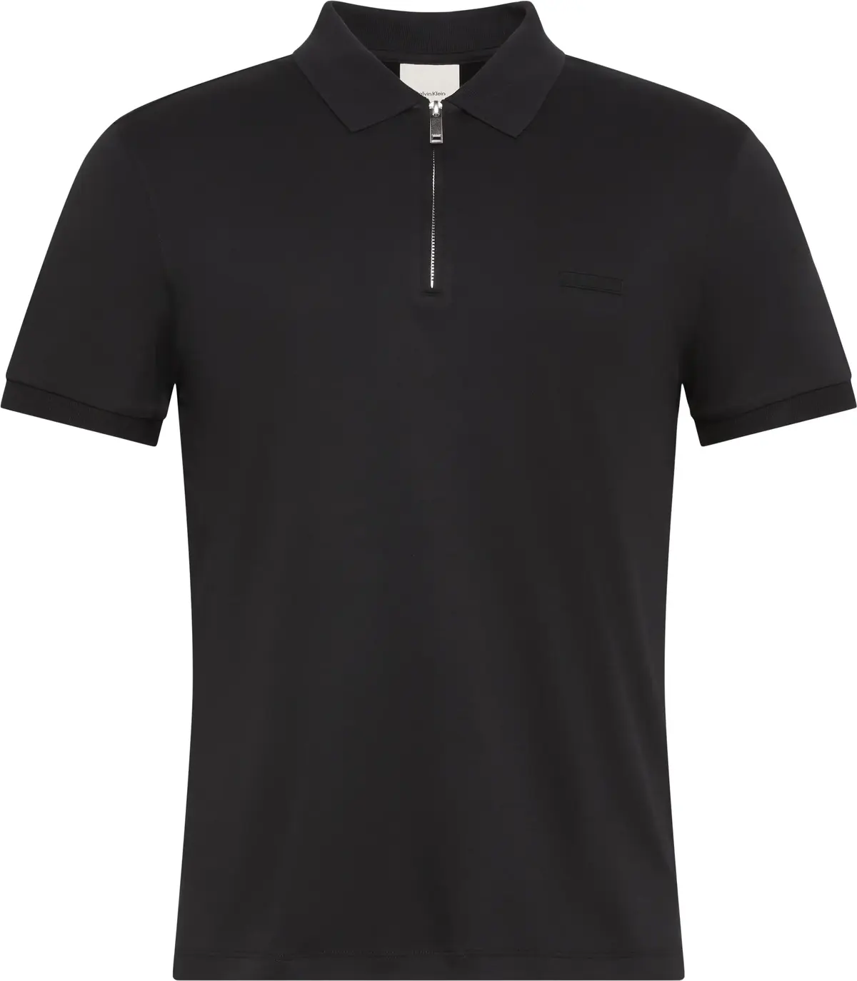 Calvin Klein SS SLIM SUPIMA ZIP POLO Erkek Siyah Polo T-Shirt