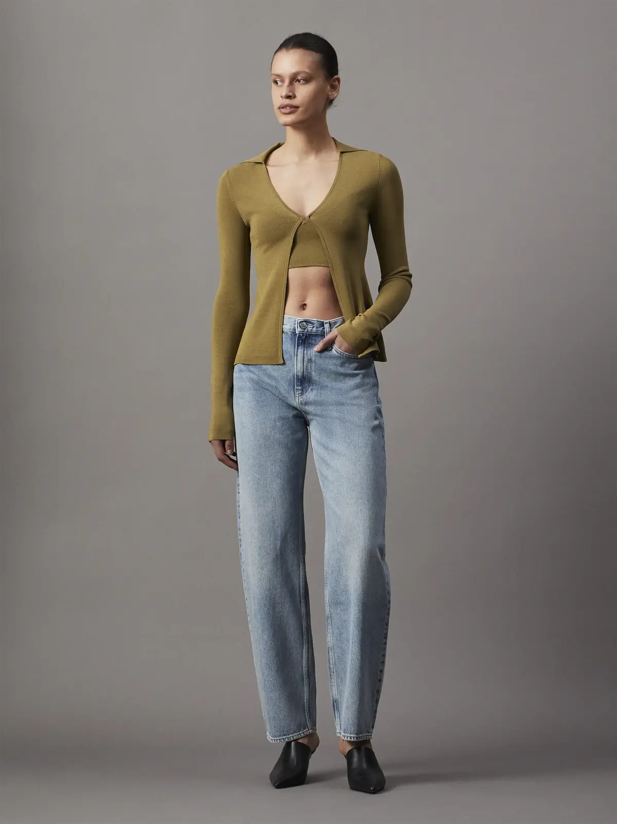 Calvin Klein RAYON SWEATER BRALET, LFF Kahverengi Kadın T-Shirt & Polo