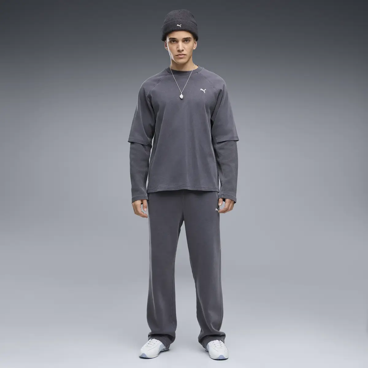 PUMA SELECT Essentials Longsleeve Gri Erkek Sweatshirt