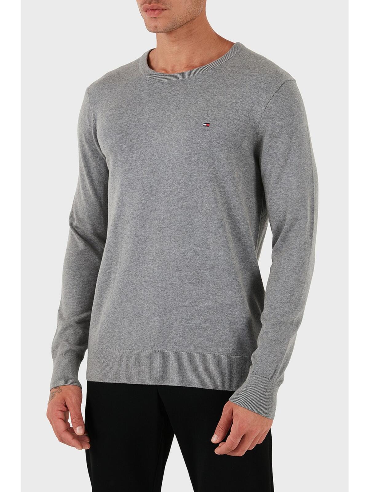 Tommy Hilfiger CORE ESSENTIAL COTTO Erkek Gri Kazak