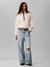 Calvin Klein SHERPA 1/4 ZIP CONTR, YAS Bej Kadın Sweatshirt