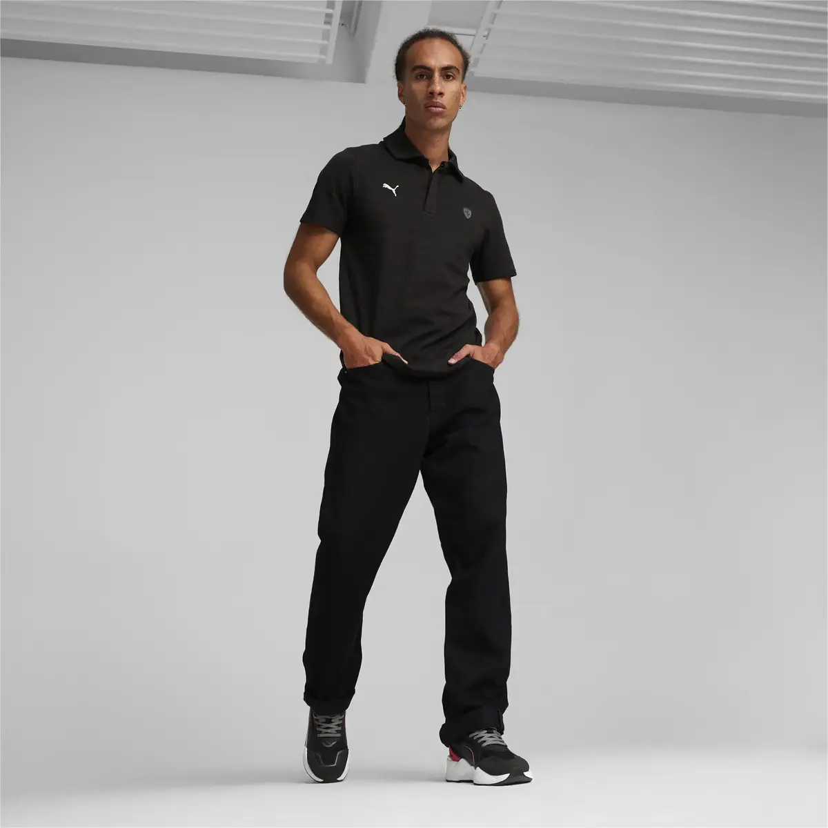 Puma Ferrari Style Jacquard Polo Siyah Erkek Polo T-Shirt