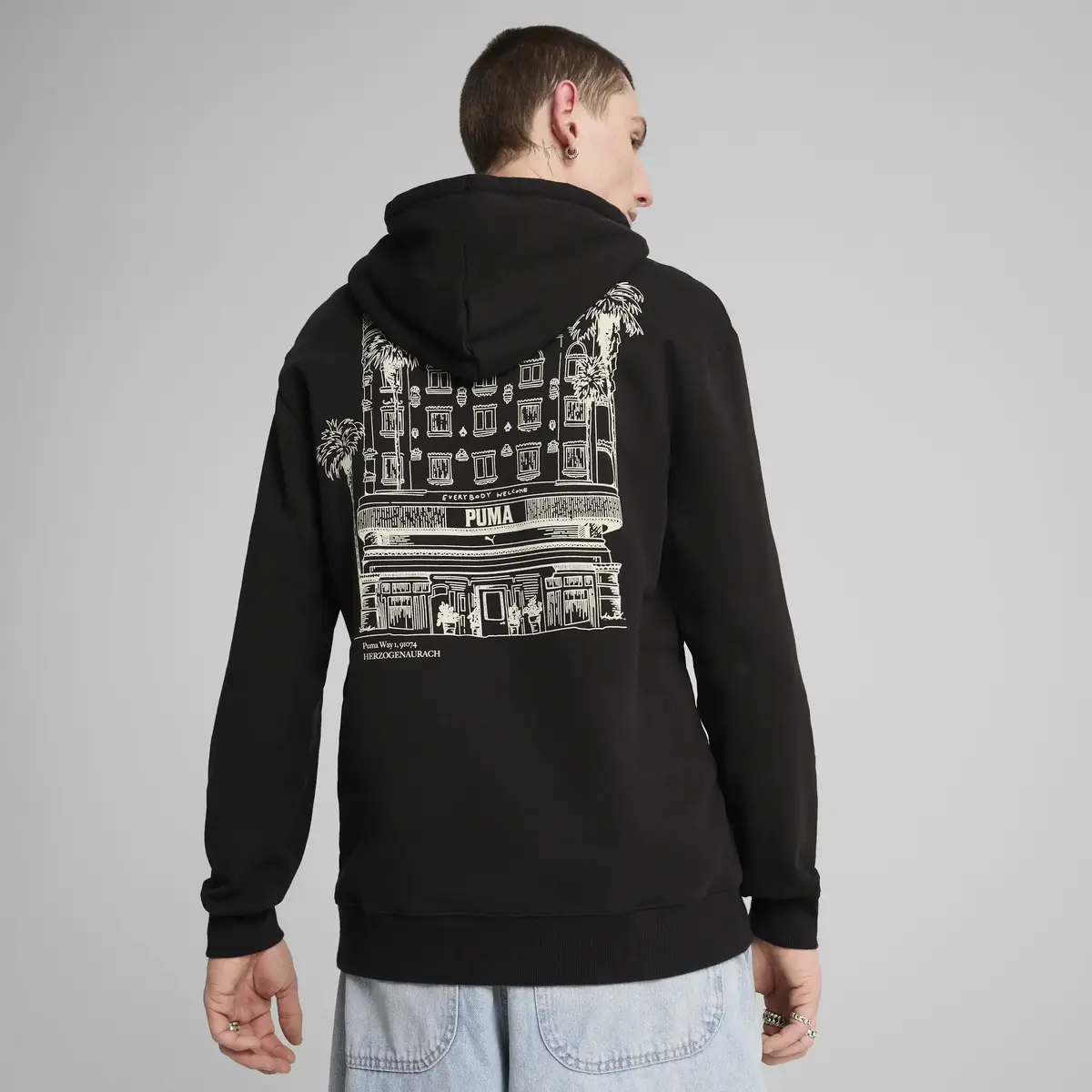 Puma GRAPHICS Hotel Hoodie Siyah Erkek Hoodie